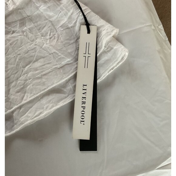 NWT Liverpool Womens Ruffled Hem White Top Size L Lightweight Cotton Blend NEW - Picture 7 of 13